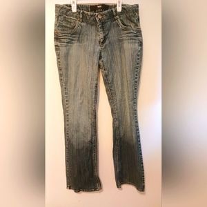MOSSIMO Distressed Bootcut UV Denim. Women's Size 10.